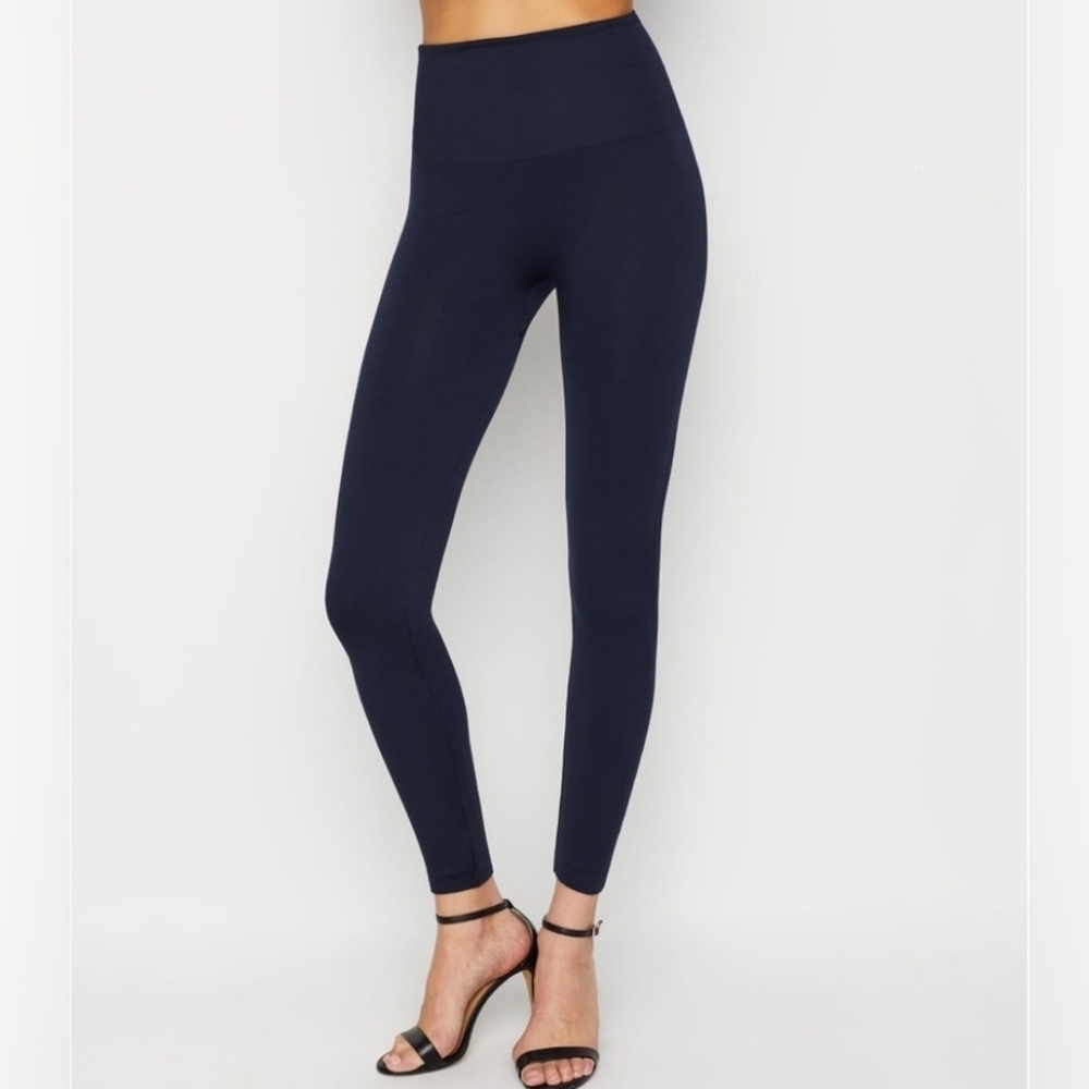 Spanx Look At Me Now Seamless Leggings FL3515 Port Navy Womens Size Large